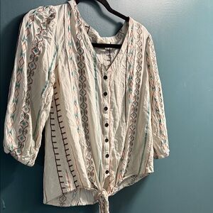 Boho Embroidered Blouse - Cream